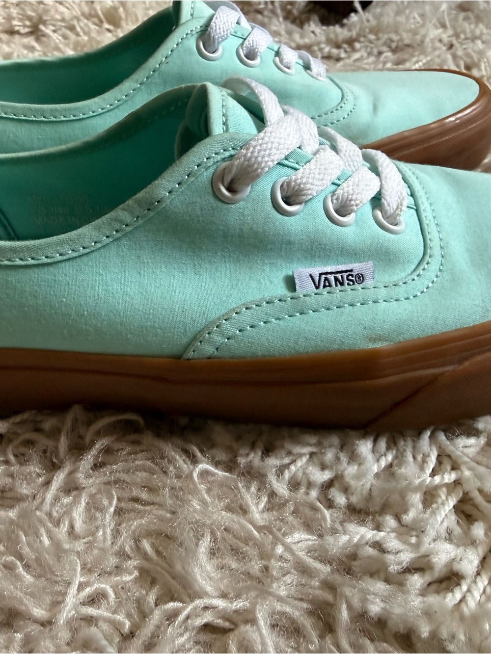 Vans Mint Green Canvas Sneakers with Gum Sole